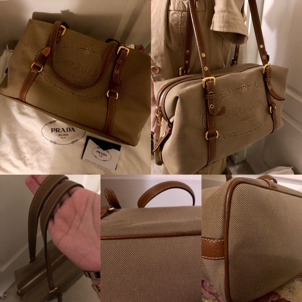 AUTHENTIC 💯 PRADA JACQUARD CORDA+BRANDY 👜 - Picture 7 of 8
